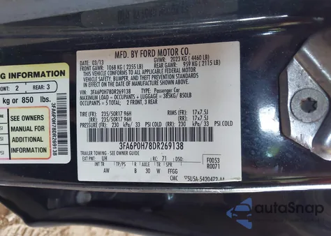 2013 Ford Fusion Se from USA, damaged, VIN 3FA6P0H78DR269138
